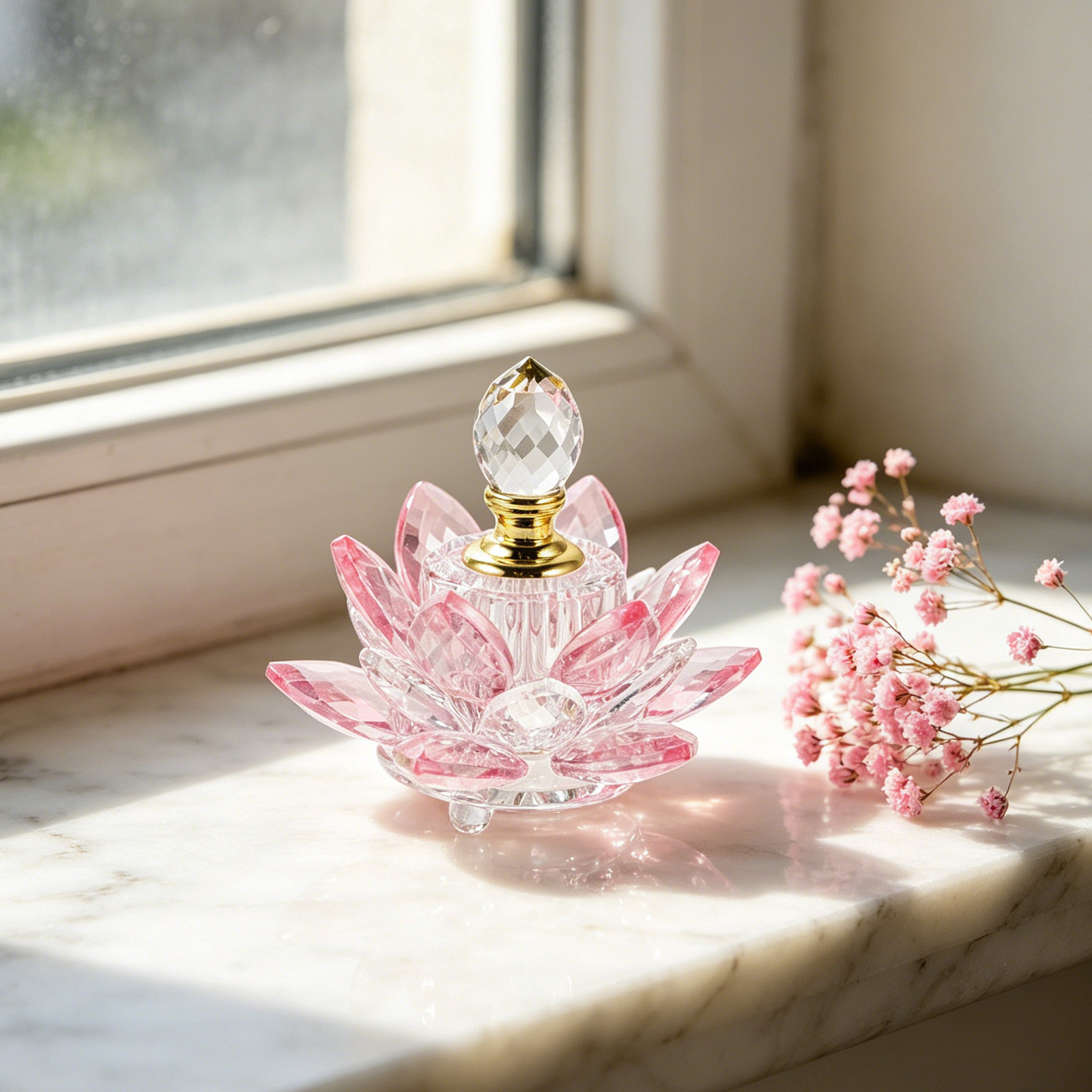Perfume Fragrance Refill - Refillable Crystal Lotus Flower Perfume Bottle